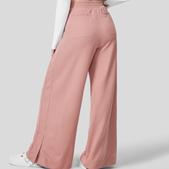 NIP HALARA High Waisted Plicated Zipper Pockets Split Hem Wide Leg Waffle XL - Picture 2 of 12